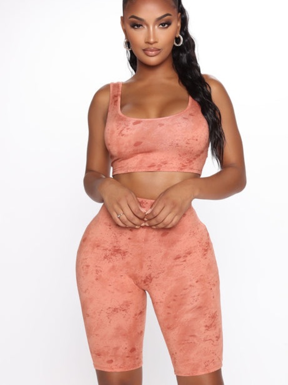 Bondoc Beauty Biker Short Set - Rust - FASHION NOVA